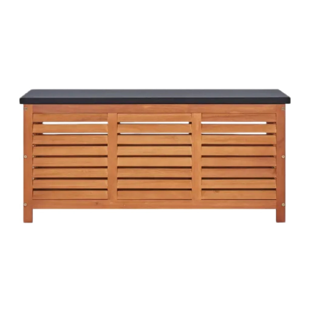 Banc de rangement pour terrasse en bois avec dessus en métal - 150 x 50 x 70