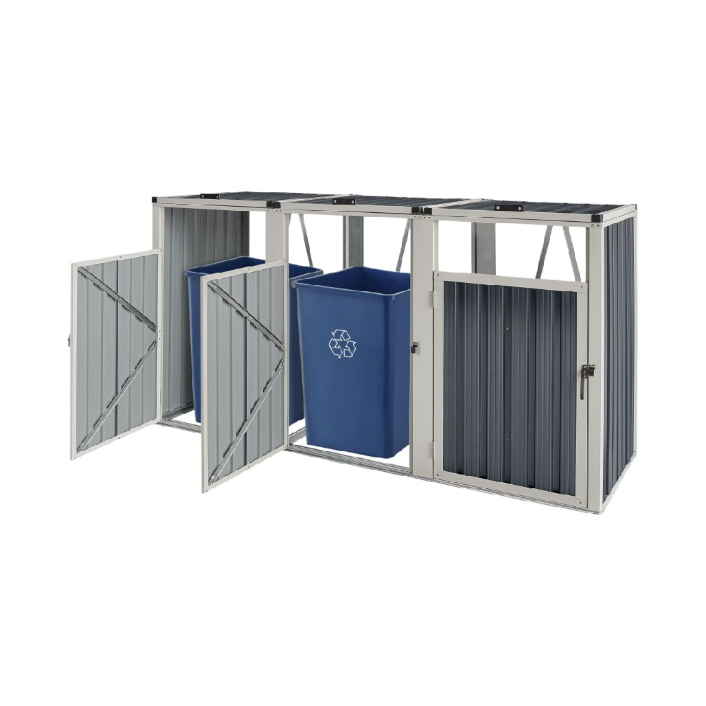 Bac de rangement pour déchets en métal - usage extérieur - 120 x 60 x 100