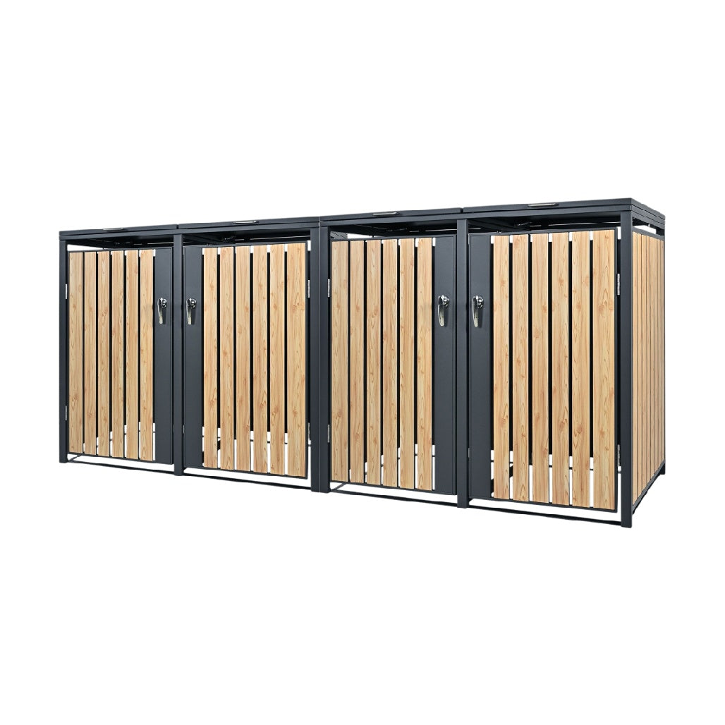 Cabane de rangement extérieure en métal et bois - Espace de stockage pour jardin - 200 x 100 x 120