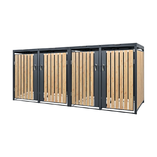 Cabane de rangement extérieure en métal et bois - Espace de stockage pour jardin - 200 x 100 x 120