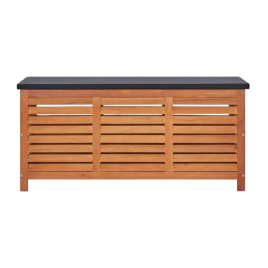 Banc de rangement pour terrasse en bois avec dessus en métal - 150 x 50 x 70